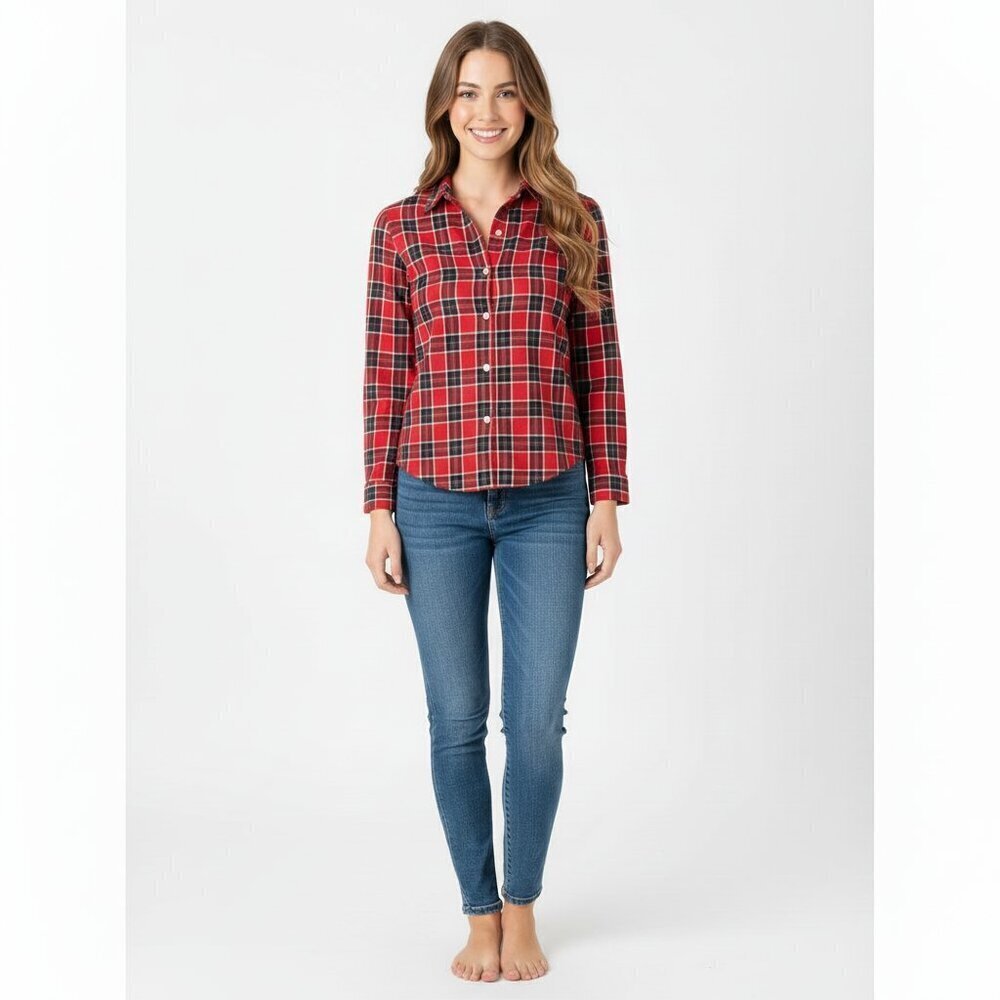 Vineyard Vines Red and Green Plaid button down Shirt size 6